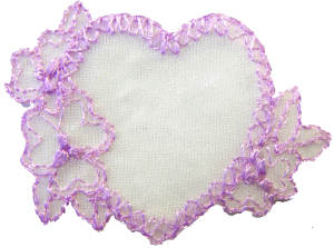 “ワッペン屋さんラボ　オリジナルワッペン” ハートと花　すみれワッペン（アイロン接着タイプ）