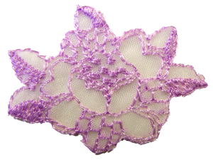 “ワッペン屋さんラボ　オリジナルワッペン” 花　スミレ色ワッペン（アイロン接着タイプ）