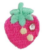 “ワッペン屋さんラボ　オリジナルワッペン” いちごラインストーン付き　　ミニワッペン（アイロン接着..