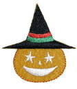“ワッペン屋さんラボ オリジナルワッペン” 帽子をかぶったハロウィンのかぼちゃ ワッペン(アイロン接着タイプ)