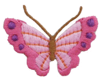 “ワッペン屋さんラボ　オリジナルワッペン” ピンクの蝶ワッペン（アイロン接着タイプ）