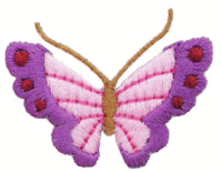 “ワッペン屋さんラボ　オリジナルワッペン” パープルの蝶ワッペン（アイロン接着タイプ）