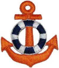 “ワッペン屋さんラボ　オリジナルワッペン” 　マリン☆イカリ（アンカー）　オレンジワッペン（アイロン..