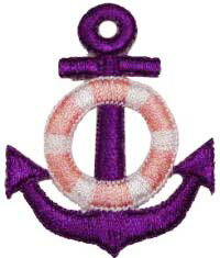 “ワッペン屋さんラボ　オリジナルワッペン” 　マリン☆イカリ（アンカー）　パープルワッペン（アイロン..