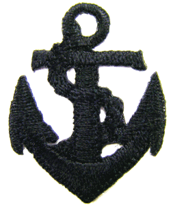 “ワッペン屋さんラボ　オリジナルワッペン” 　マリン☆イカリ（アンカー）　黒色ワッペン（アイロン接着..