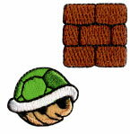スーパーマリオ　レンガブロック/ミドリこうら シール/アイロン接着タイプワッペン両用タイプ