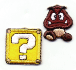 スーパーマリオクリボー・ハテナブロック シール/アイロン接着タイプワッペン 両用タイプ