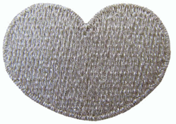 “ワッペン屋さんラボ　オリジナルワッペン” ぷっくりハート シルバー　MMワッペン（アイロン接着タイプ）