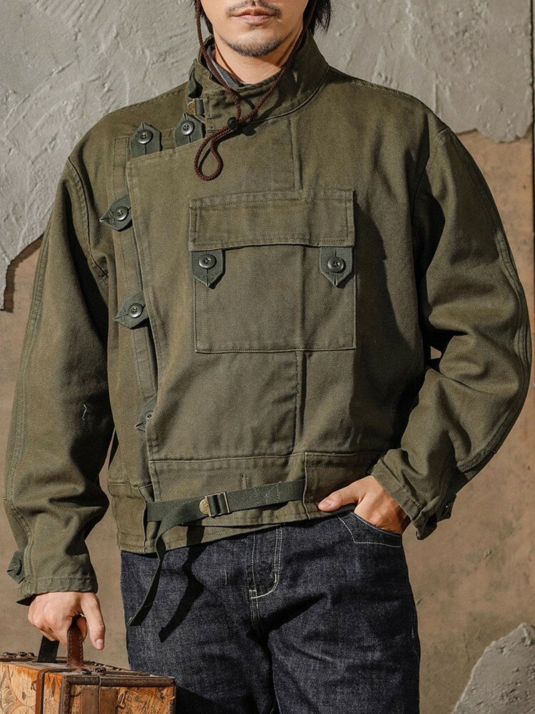 メンズ ヴィンテージ スウェーデン軍 レザージャケット アメカジ サファリジャケット ワークウェア 軍グリーン 綿100% ミリタリーコート日本製 アメカジ ヴィンテージ サファリジャケット メンズ スウェーデン軍仕様 ワークウェア 綿製 軍グリーン ミリタリーテイスト