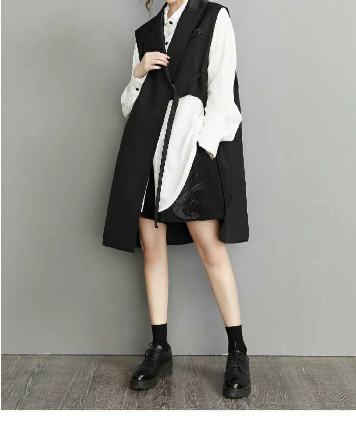 ロングジレ ベスト レディース 不規則 春 秋 ロング丈 ジレ 個性的 ノースリーブ シワになりにくい レイヤード 重ね着 羽織り 無袖 お洒落 きれいめ 着痩せ 大きいサイズ 体型カバー シンプル カジュアル 2