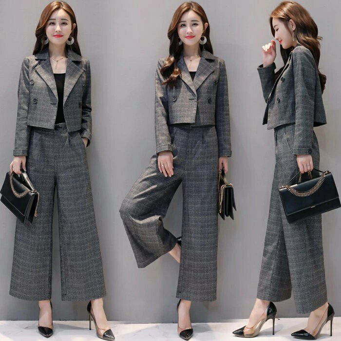 【2点600円割引】セットアップ スーツ レディース パンツスーツ フォーマル パーティードレス パンツドレス ワイドパンツ ガウチョパンツ 上下セット グレンチェック チェック柄 スーツジャケット セレモニースーツ