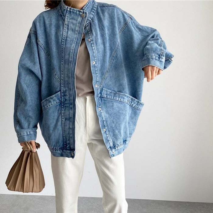 【2点600円割引】ジャケット レディース 春 秋 デニム ライトアウター 軽アウター 長袖 デニム ジャケット ドルマン 羽織り アウター 長袖 大人 女の子 大きいサイズ ビックシルエット シンプル ゆるっと シンプル ゆったり