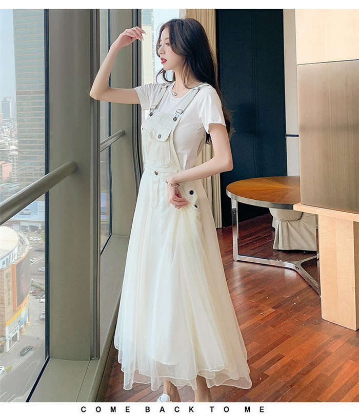 ジャンパースカート レディース サロペット スカート チュール 異素材切り替え ワンピース ボトムス チュール スカート 春 秋 ジャンパースカート サロペットスカート ジャンスカ 大人 ノースリーブ 無地 大きいサイズ ゆったり