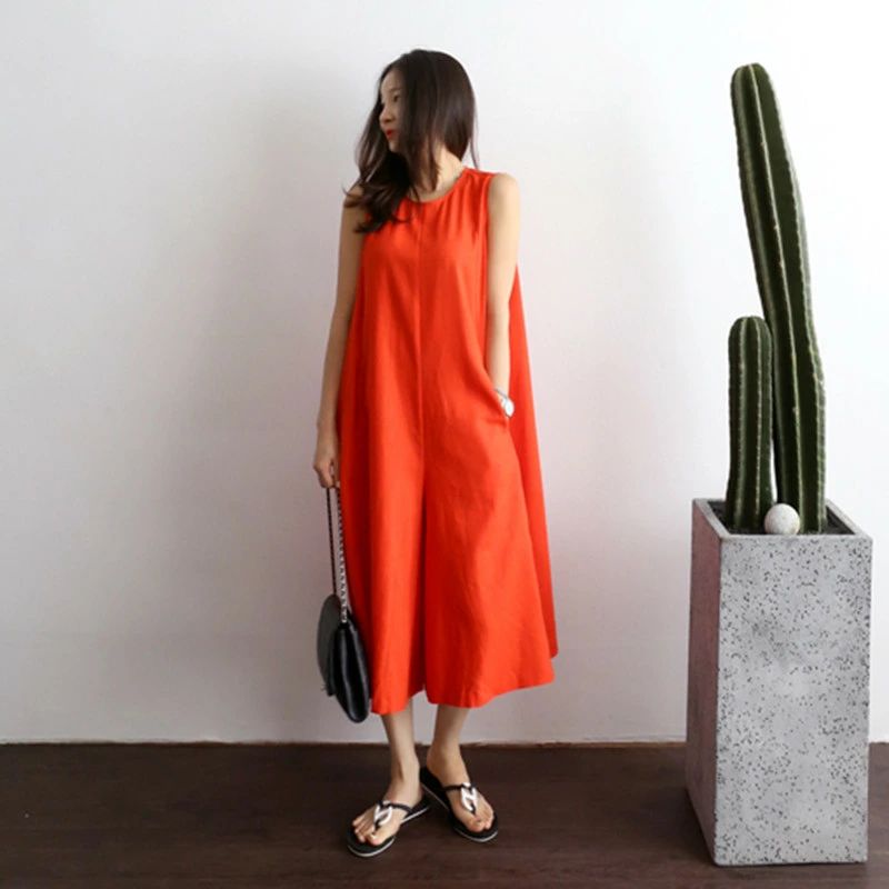 オールインワン レディース ワイドパンツ 春 夏 秋 ゆったり サロペット パンツ リネン コットン ノースリーブ 後ろリボン 体型カバー 無地 可愛い 大きいサイズ 無袖 おしゃれ ゆるっと カジュアル ナチュラル ゆったり シンプル 着痩せ リゾート 旅行 ビーチ