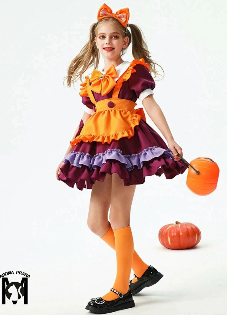 女の子 ハロウィーン衣装 かぼちゃ衣装 魔女 デビル 子供 コスプレ オレンジ カボチャ ハロウィン 仮装..