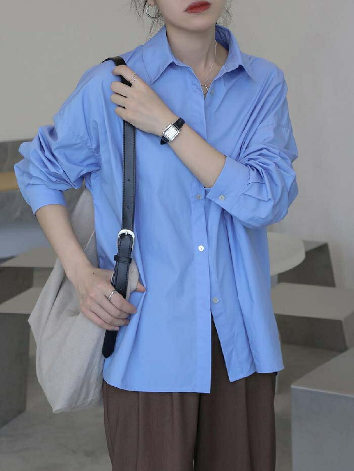 Long-Sleeved - 【2点600円割引】シャツ ブラウス レディース 羽織り 春 秋 トップス 長袖 薄手 シャツジャケット フェミニン 着回し シンプル おしゃれ 大人 大きいサイズ ビックシルエット カジュアル こなれ感 トレンド モード