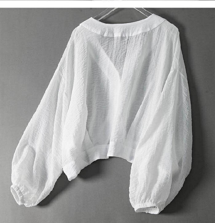 シアー カーディガン レディース 羽織り 長袖 上着 ゆったり 透け感 夏 春 シアー カーデ ジャケット ライトアウター ノーカラー シースルー ボリューム袖 無地 きれいめ 体型カバー UVカット 黒 白 通勤 オフィス OL デート