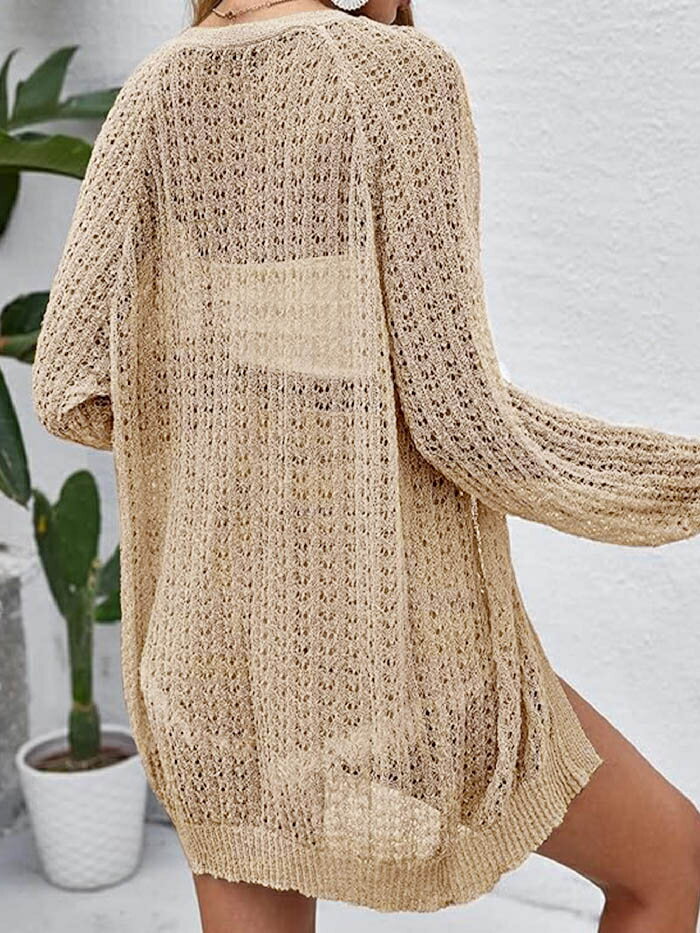 カーディガン サマーニット ロング丈 レディース 春 夏 さっと羽織れる 透かし編み ゆったり フェミニン 透かし彫り UV対策 涼しい 着回し 透け感 高見え シェルボタン UV 紫外線対策 長袖 薄手 カジュアル 体型カバー 細見え 無地 着回し