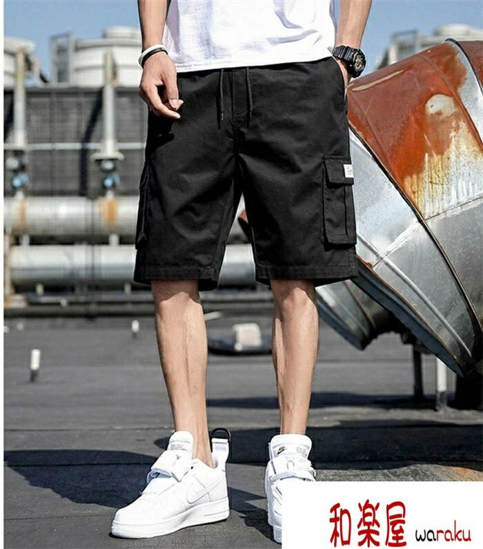 乐天商城 - 【2点600円割引】ハーフパンツ ショートパンツ カーゴパンツ 半ズボン ボトムス スリム 夏用 作業着 作業ズボン ワークパンツ イージーパンツ ポケット付き スウェットパンツ 大きいサイズ