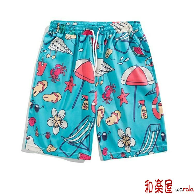 Rakuten - 【2点600円割引】短め メンズ 柄パンツ ショートパンツ ショートパンツ 無地 半ズボン オシャレ 短パン ハーフパンツ ウエストゴム 夏 吸汗速乾