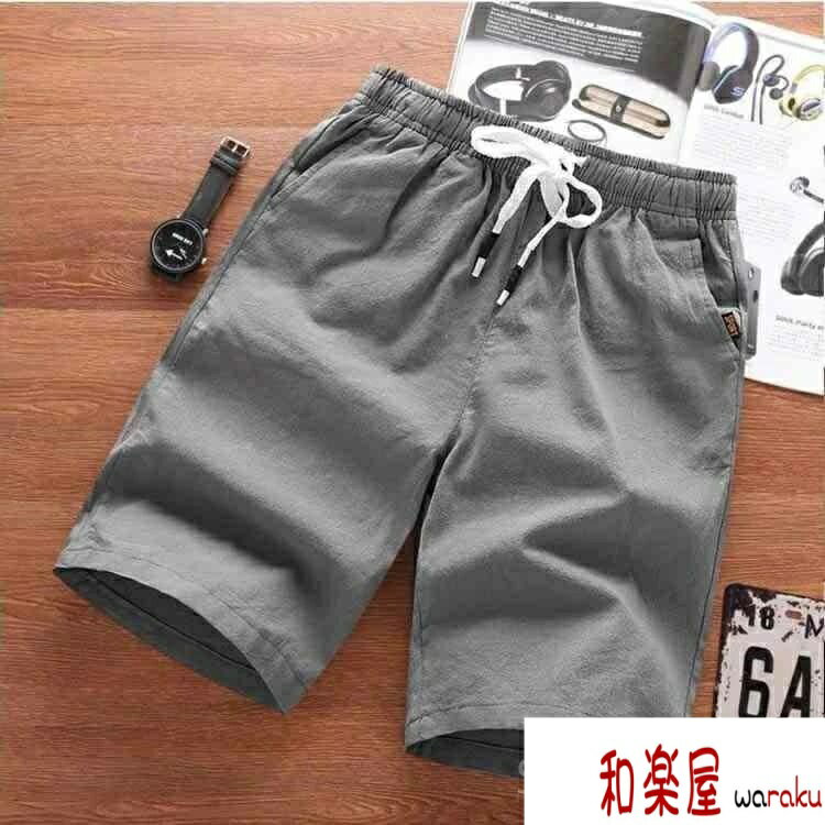 Jersey Pants - 【2点600円割引】分丈パンツ ウエストゴム サマーパンツ ジャージ ポケット ウエストゴム 五分丈 ショートパンツ 綿麻パンツ メンズ ハーフパンツ