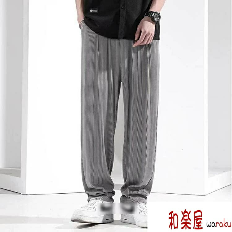 乐天商城 - 【2点600円割引】涼しい 接触冷感 長ズボン ワイドパンツ 夏 ロングパンツ ゆったり 清涼 イージーパンツ 吸水速乾 ゴルフウェア 涼感 薄手 無地