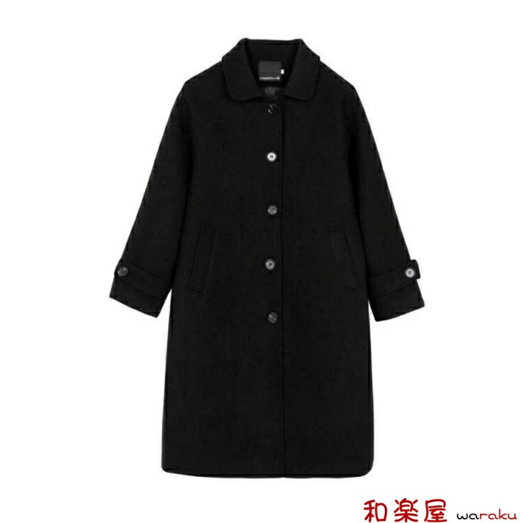 厚手 秋冬 キルティング入り ウールライク 冬コート レディース 細身 膝下丈 ロングコート ステンカラーコート