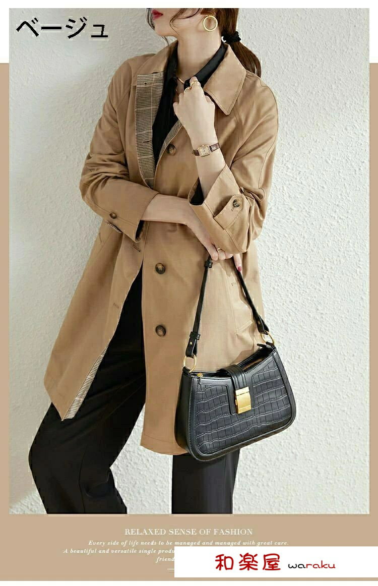 Turn-Down Collar Coat - 【2点600円割引】トレンチコート レディース コート スプリングコート ハーフコート ステンカラーコート 折り襟 長袖 アウター