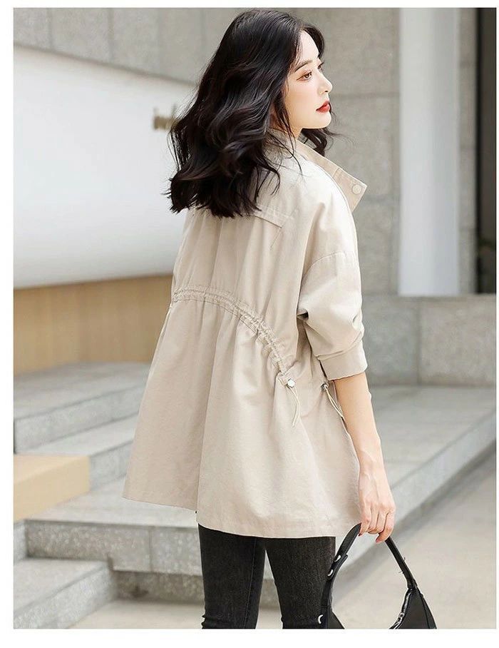 レディース　コート　ジャケット 高級 レッド ミドル 丈 ウィンドブレーカージャケット レディース 2025 秋 英国 風 長袖 トップ