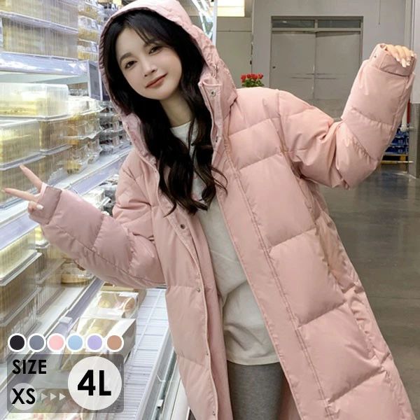 【2点600円割引】防寒性抜群！ ダウンコート フード付き 90％ダウン レディース ダウン ミモレ丈 コート 小さいサイズ 大きいサイズ アウター ジャケット 冬 ロングダウンコート おしゃれ シンプル 冬服 防寒 柔らかい 暖かい あったか ブラック dd374n1n1c6