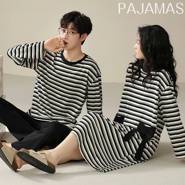 ペアパジャマ 冬 長袖 長パンツ 春 秋 ワンピース ルームウェア メンズ パジャマ カップル 部屋着 韓国風 寝間着 ギフト プレゼント 結婚祝い おしゃれ ...