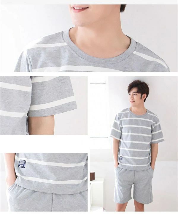 パジャマ 上下セット メンズ 半袖 部屋着 寝間着 ルームウェア 夏 着心地いい 涼しい 男性 大きいサイズ 誕生日 ギフト 結婚祝い 父の日 プレゼント グレー dd199n1n1j3