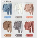 ルームウェア レディース 大人 可愛い パジャマ フード付き 上下セット セットアップ 長袖 女性 部屋着 新作 人気商品 白 グレー 青 茶色 ピンク 赤