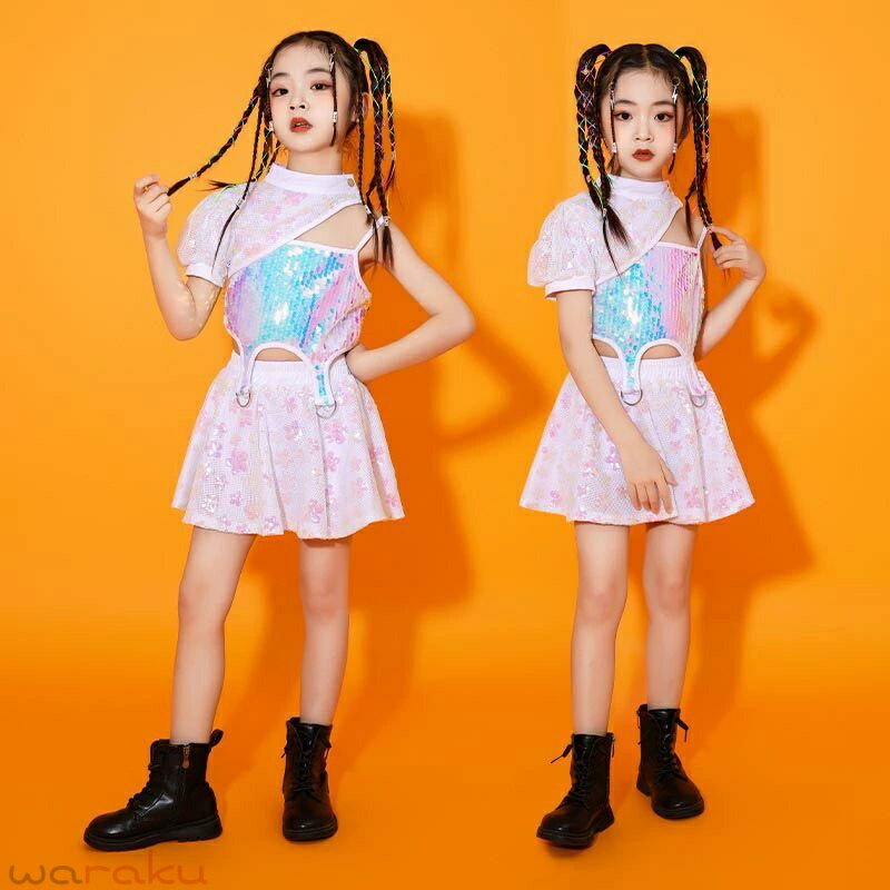 Rakuten - 送料無料 スパンコール 衣装 キッズ キッズダンス衣装 ヒップホップ ガールズ ダンス衣装 セットアップ ジャズダンス 衣装 HIPHOP ステージ衣装 ガールズ ジャッズ ヒップホップ 演出服 ダンスウェア ジュニア jazz DJ オシャレ 楽天海外通販