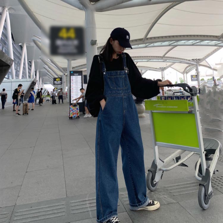 つなぎ デニム こなれ感 大きいサイズ ブルー パンツ メンズライク ポケット オーバーオール 無地 オー..