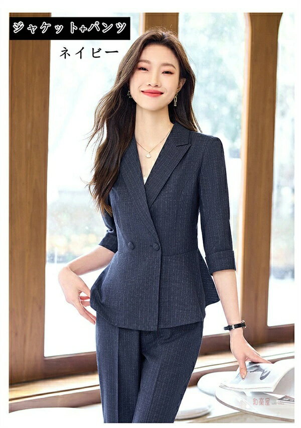 送料無料　サマージャケット レディース 夏 2点セット オフィス テーラード 7分袖 フォーマル　レディーススーツ ビジネススーツ ビジネス 大きいサイズ 　レースジャケット 七分袖 通勤 洗える サマースーツ スーツ　カジュアルスーツ きれいめ 通勤 ビジネス テーラード