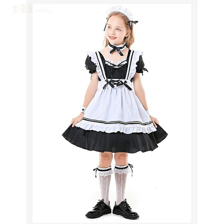 メイド服 子供用 ロリータ 6点セット キッズ ハロウィン　仮装　ハロウィン 子供 コスプレ アリス メイド服 コスチューム 衣装 仮装 送料無料