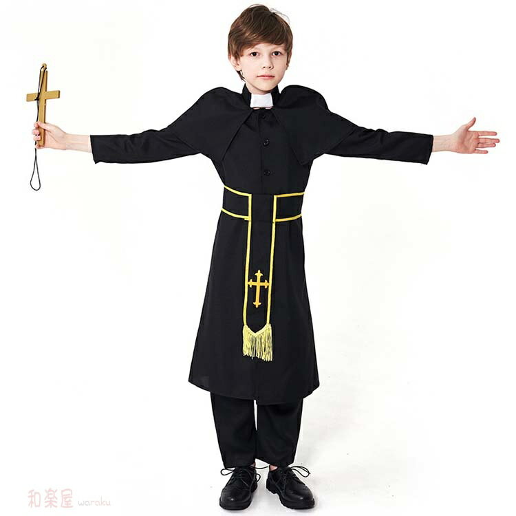 ハロウィン 全身 衣装 神父 伝道師に変身 子供 男の子 女の子 コスチューム 仮装 ハロウィン衣装 ハロウィン 衣装 ハロウィーン用品 子供用 万聖節 キッズ Halloween コスチューム キッズ 変装 子供服 パーティー cosplay ハロウィーン衣装 送料無料