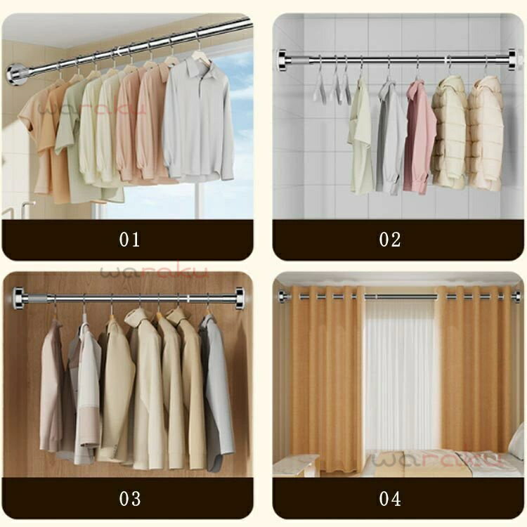 突っ張り棒 ステンレス 強力 つっぱり棒 伸縮棒 耐荷重 カーテン 衣類 コート掛け 棚 収納 伸縮自在 ベ..