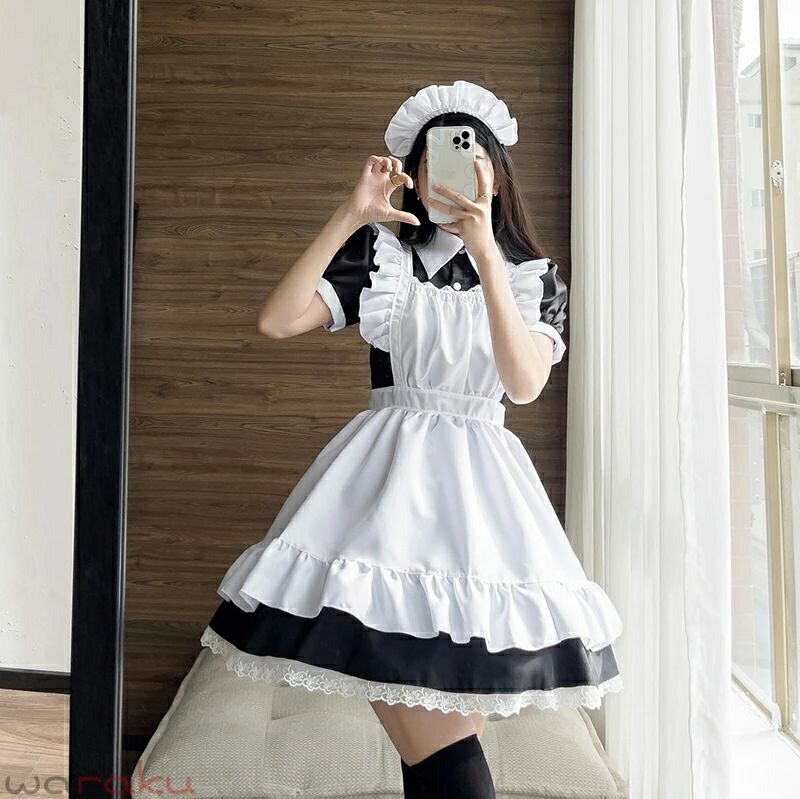 メイド服 3点セット レディース 可愛い ロリータ ゴスロリ ハロウィン コスプレ 仮...
