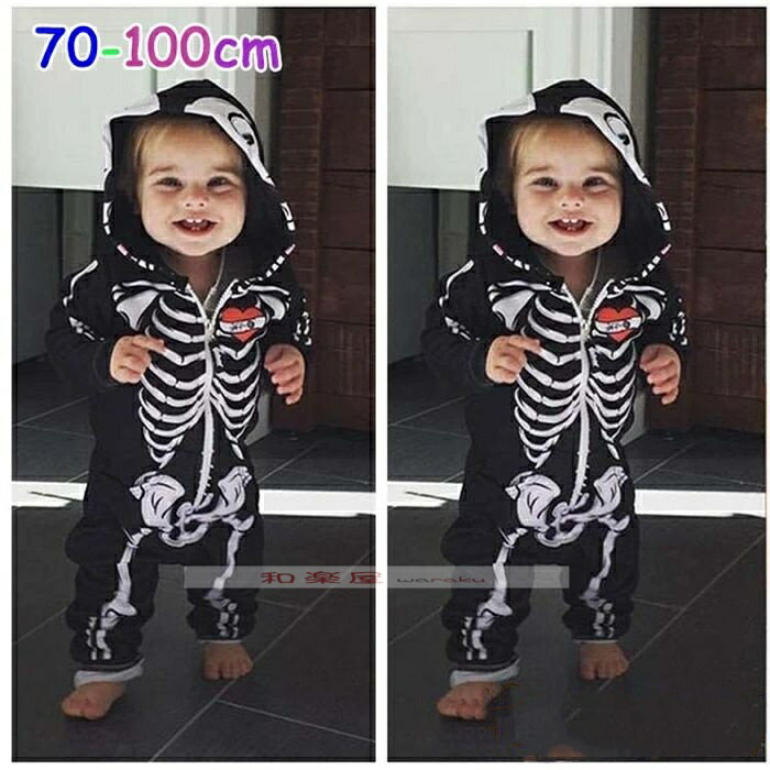 乐天商城 - 【2点600円割引】ハロウィン衣装 子供 ベビー コスチューム 仮装 スケルトン 骸骨 全身 ハロウィン 赤ちゃん クリスマス衣装 スケルトン 骸骨 ロンパース ハロウィーン コスチューム 仮装 ガイコツ コスプレ 悪魔 ベビー 赤ちゃん 男の子 女の子