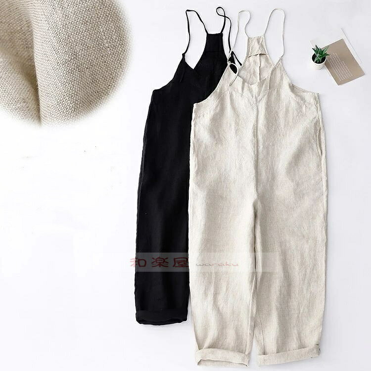 【2点600円割引】リネン サロペット 夏 涼しい サロペットパンツ オールインワン レディース ゆったり ワイドパンツ 通気性 きれいめ ..