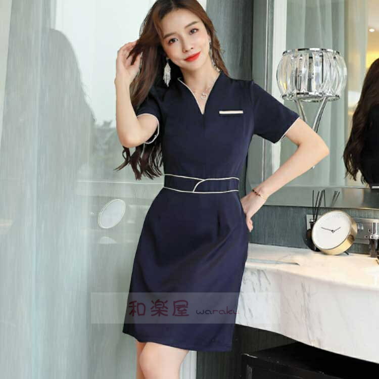 【2点600円割引】ワンピース ストレッチ 半袖 ユニフォーム エステ エステ 七分袖 サロン制服 制服 クリニック レディース 白衣 ナース 看護師 医療受付 美容医療 エステワンピース ナース服 2