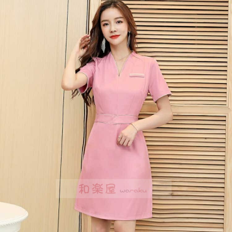 【2点600円割引】ワンピース ストレッチ 半袖 ユニフォーム エステ エステ 七分袖 サロン制服 制服 クリニック レディース 白衣 ナース 看護師 医療受付 美容医療 エステワンピース ナース服 3