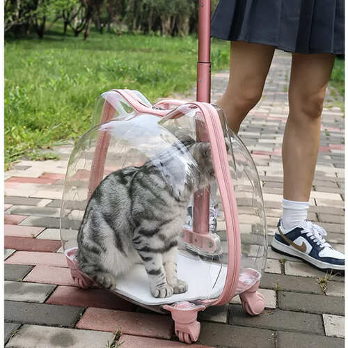 ペットキャリーカート クリア 猫型 おもしろ かわいい お出かけ 車 電車 ドライブ キャンプ ペット用品..