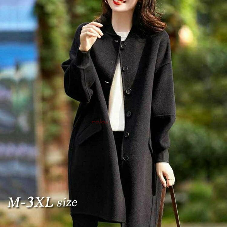 ノーカラー ロングコート レディース ブラック 軽量 ゆったり 卒業式 入学式 黒 フォーマル アウター 大人 30代 40代 50代 60代 きれいめ 着やせ エレガント おしゃれ 可愛い 二次会 同窓会 女子会