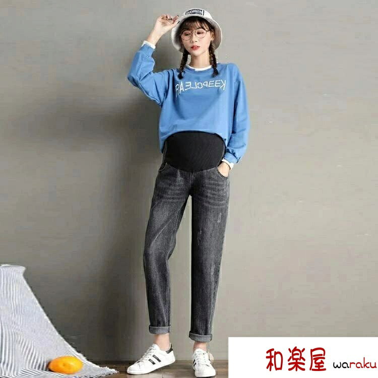 妊婦 産後 産前 伸縮性 動きやすい 大きいサイズ ストレッチ マタニティパンツ パンツ マタニティ デニムジーンズ マタニティ 2