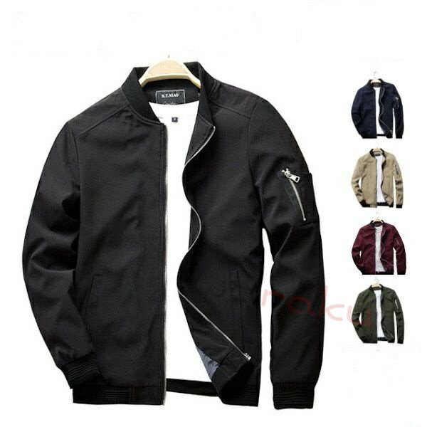 Rakuten - 【2点600円割引】30代 無地 レディース アウター ジャケット ブルゾン メンズ 40代 50代 メンズ L 2L 3L 4L 黒 ネイビー 赤 カーキ