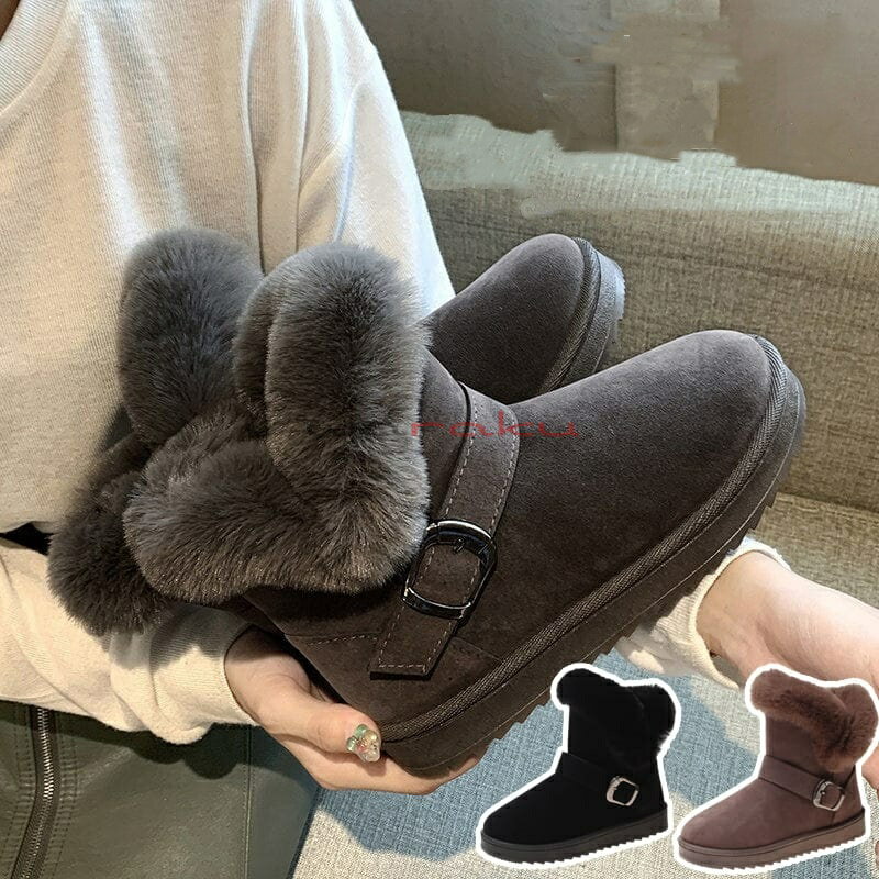 スノーブーツ ショートブーツ レディース ブーツ 冬用 フェイクファー ボア付き 裏起毛 暖かい 雪靴 ブーツ ウインター 冬 防寒 ボアブーツ 歩きやすい 痛くない 学生 ムートンブーツ