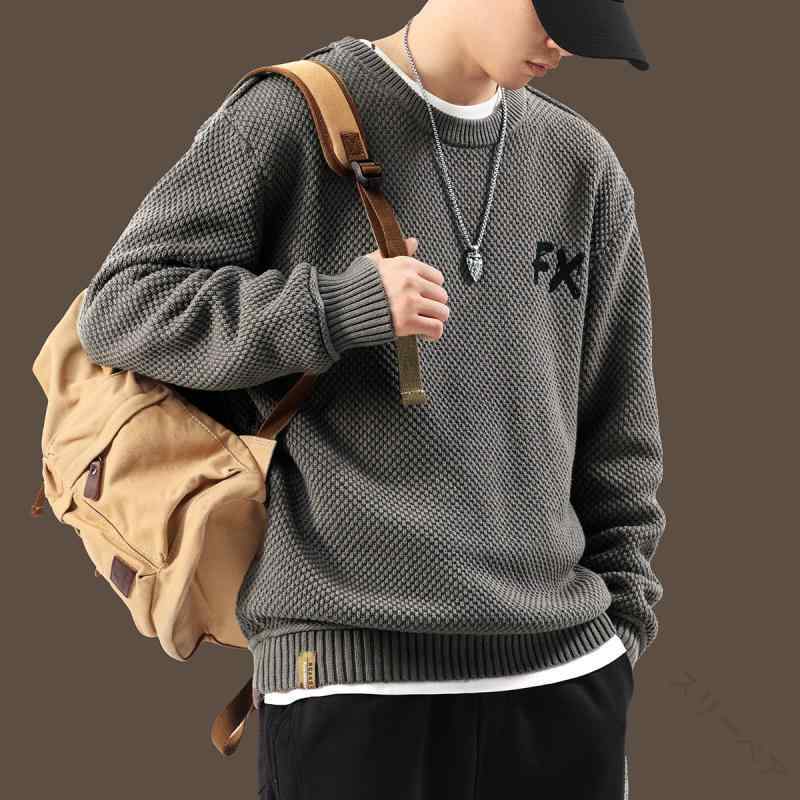 乐天商城 - 【2点600円割引】メンズ ファッション 服 オシャレ シンプル 大人 かっこいい 大きいサイズ ストリート 紳士服 レトロ ニット セーター 秋 ラウンドネック カジュアル 長袖 シャツ トップス ジャケット 人気の着こなしに最適な多用途デザインで快適な着心地を実現
